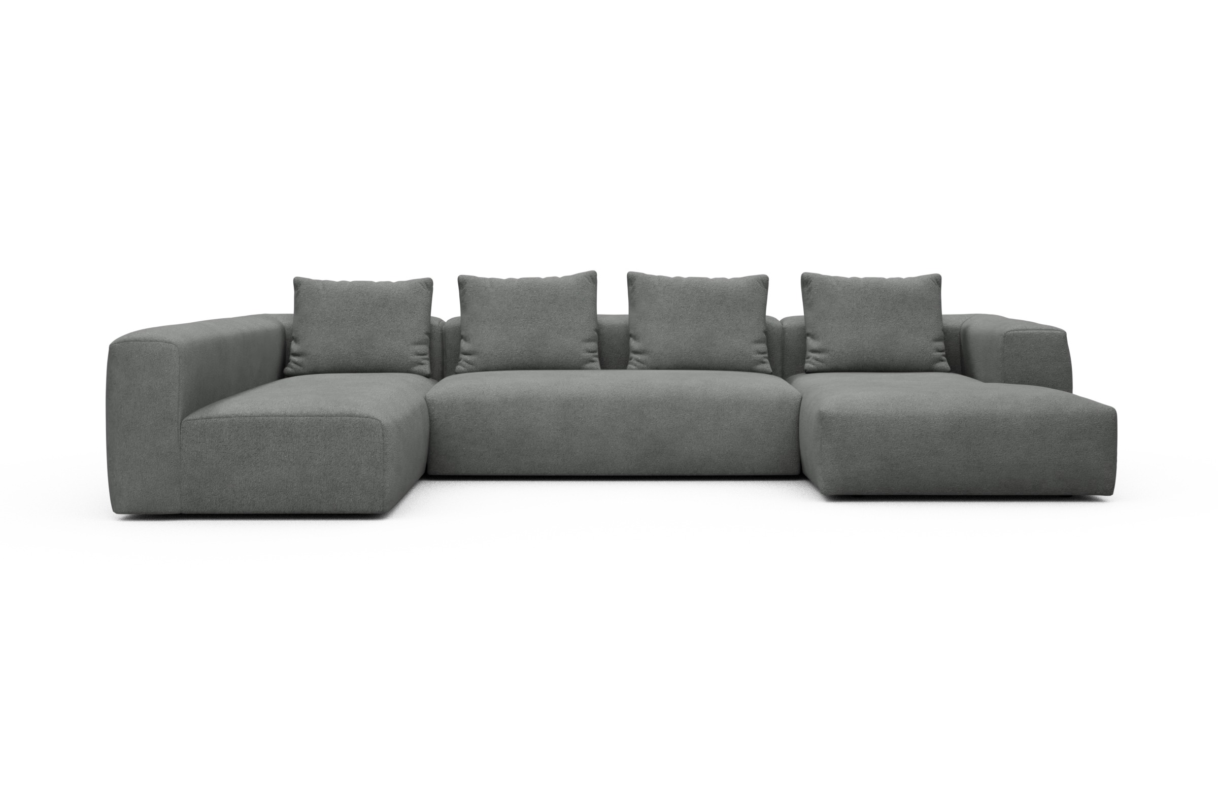 Skandi Home Wohnlandschaft Fred Chaiselongue rechts mit 2-Sitzer und lange Armlehne links Boucle-Ash-Grey moebelfaktor