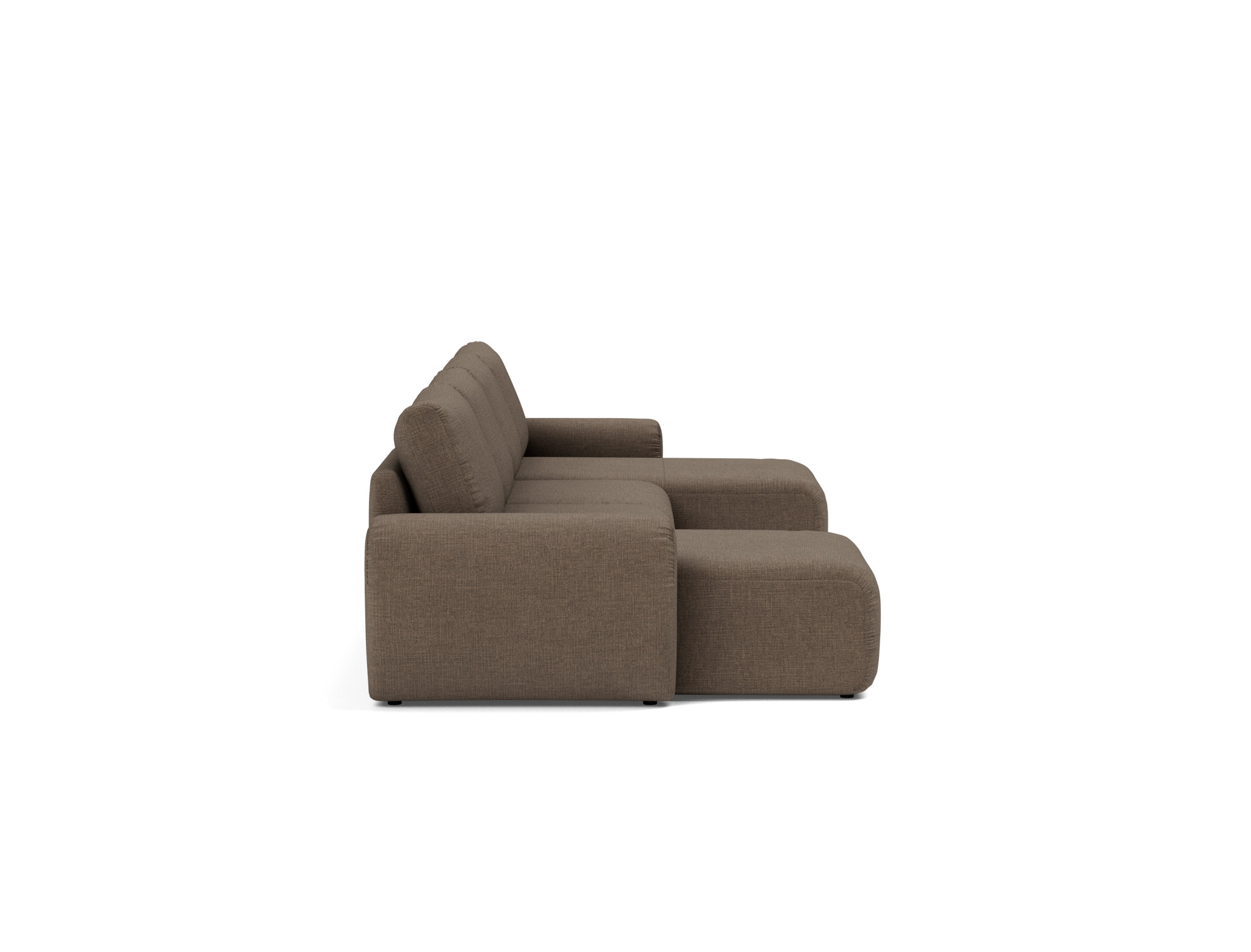 Schlafsofa Norum U-Form mit Curve-Armlehnen Chenille Esina 411-Cedar-Brown