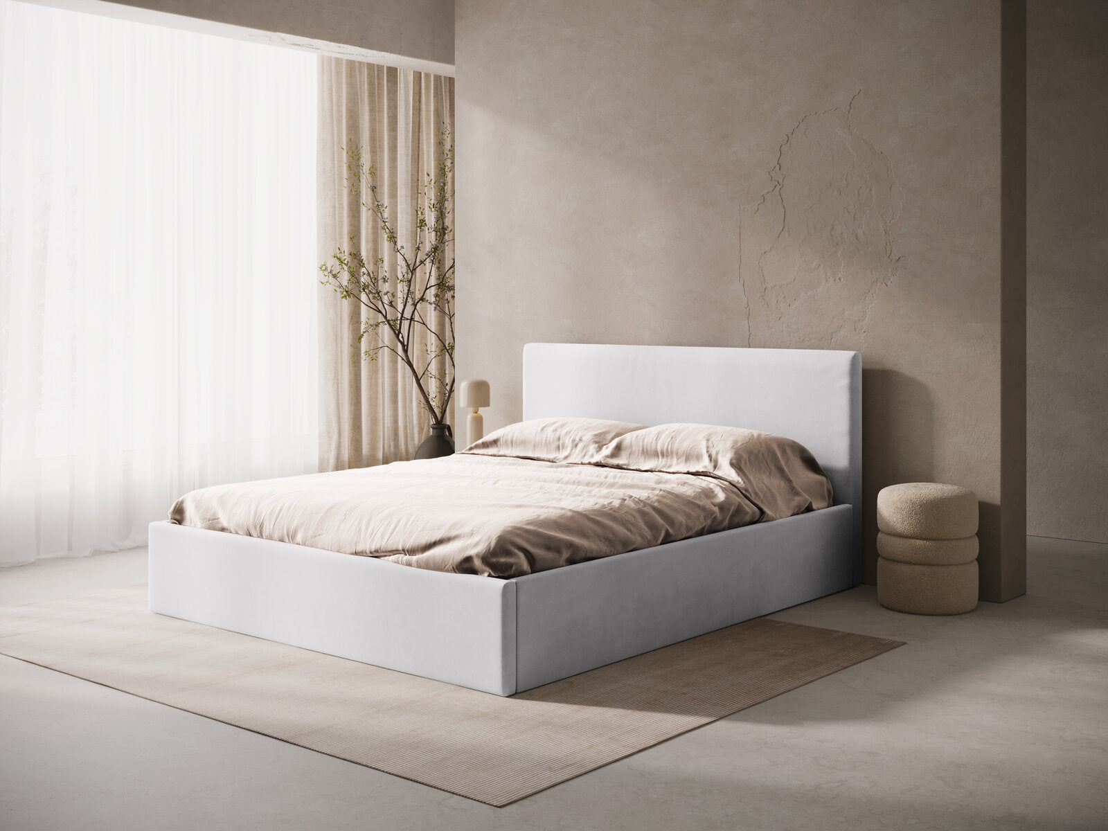 Micadoni Bett Susan Samt Silber 180x200