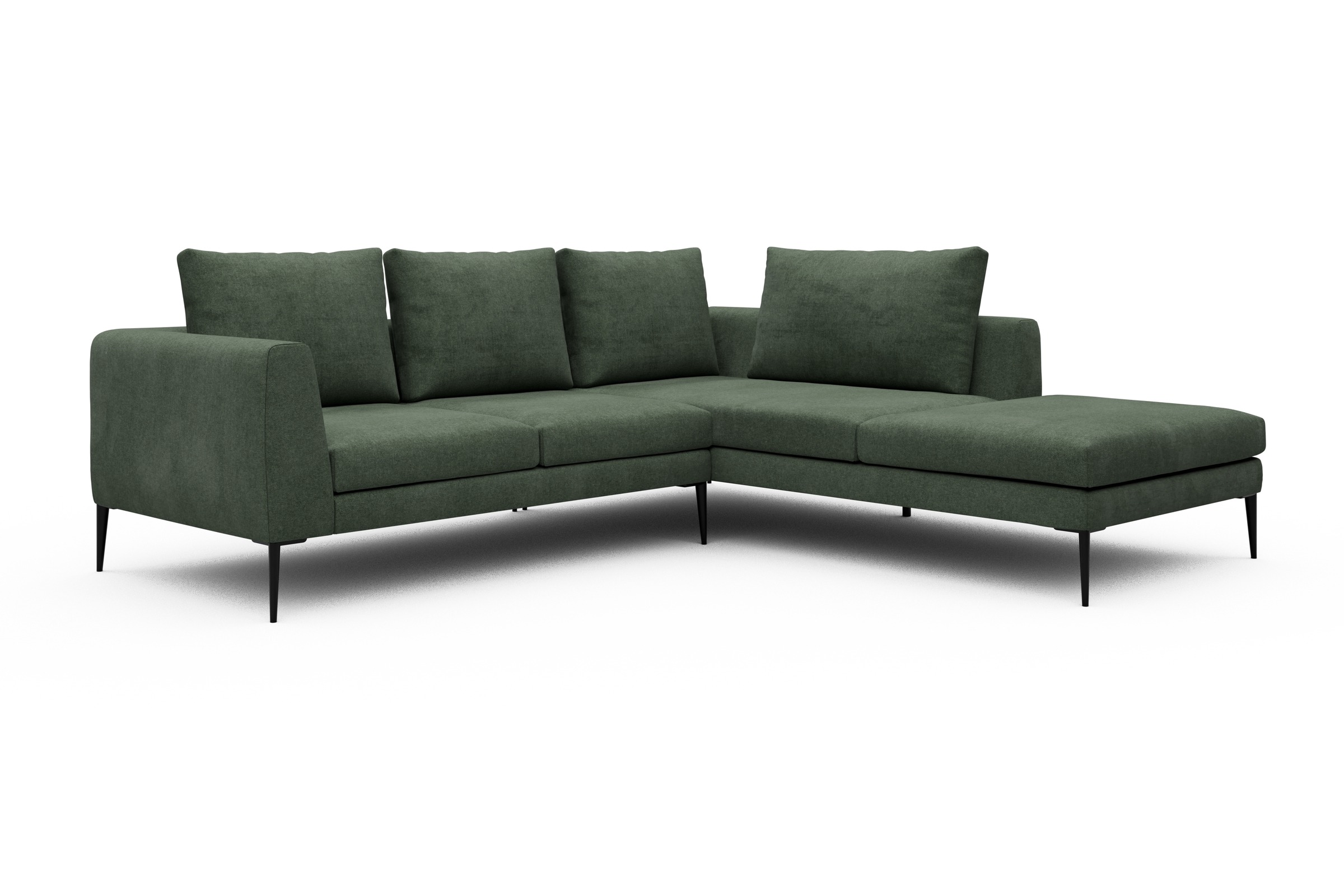 Ecksofa Paul Relax-Ecke rechts mit 2-Sitzer Casone-Forest-Green