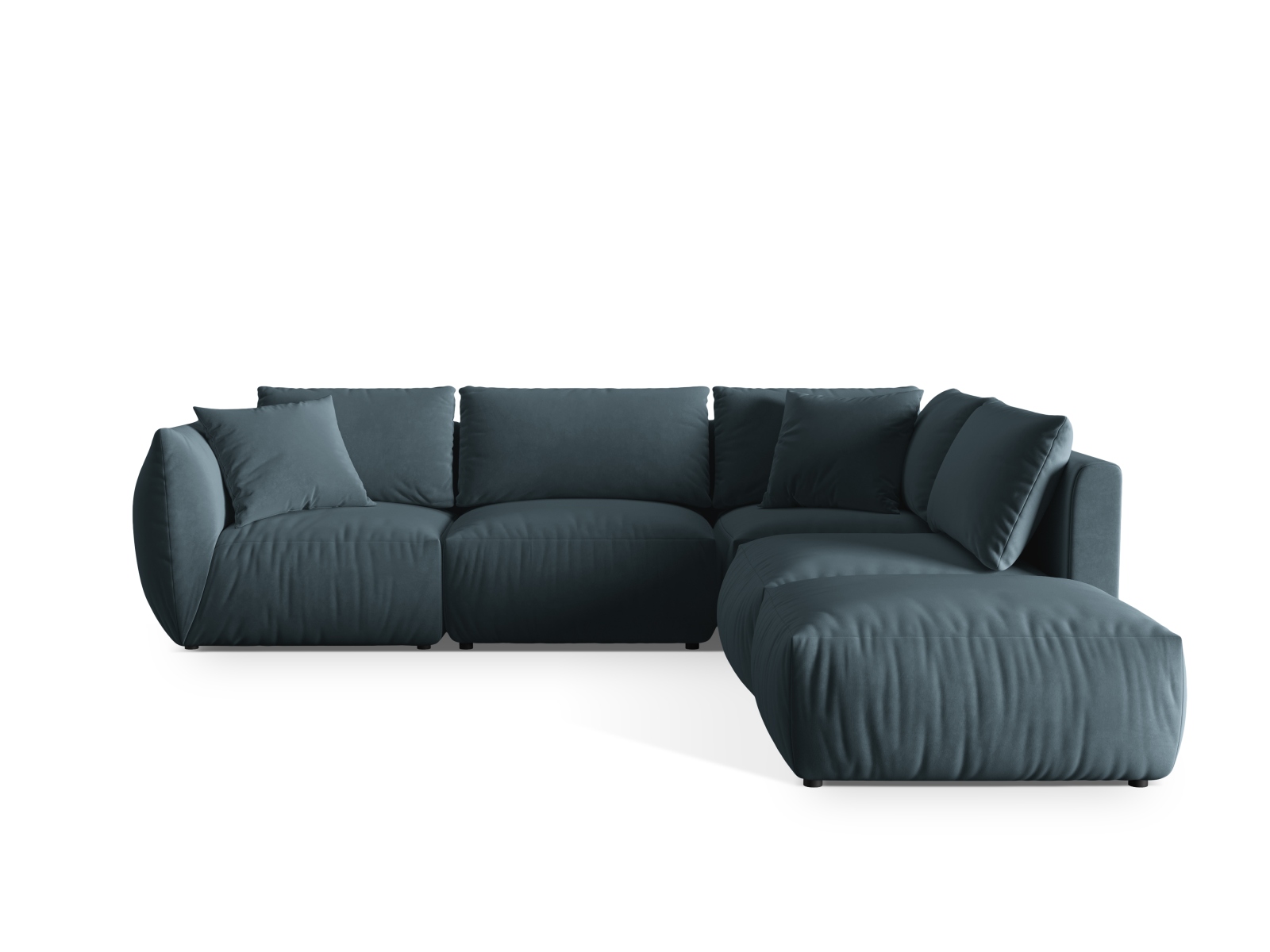 Micadoni Modulares Ecksofa Chris 4-Sitzer Rechts Samt Pastellblau