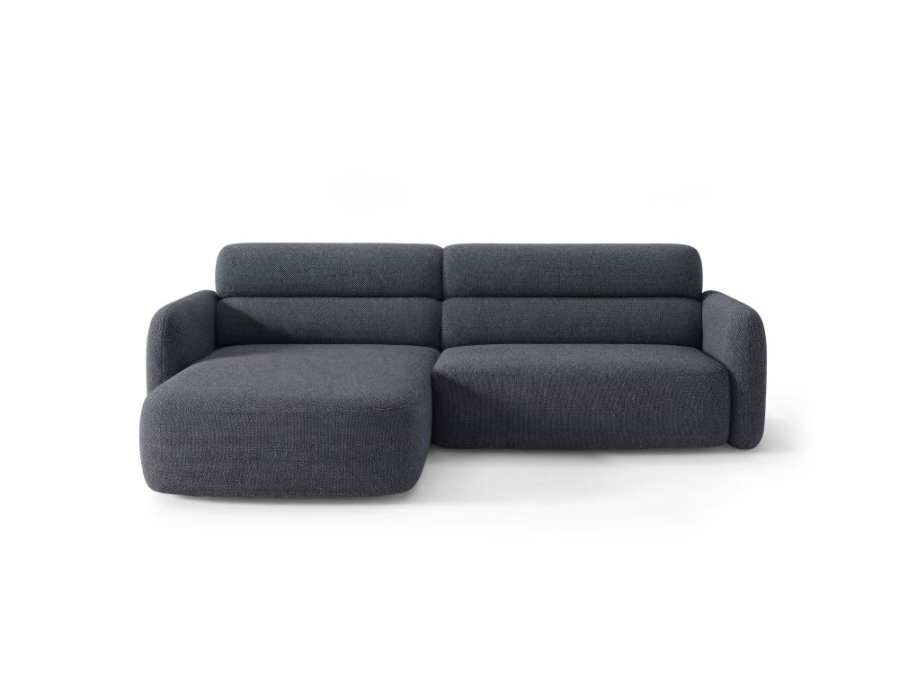 Cosmopolitan Design Ecksofa Malmo 3-Sitzer Strukturierter Stoff Scott Dunkelblau Links