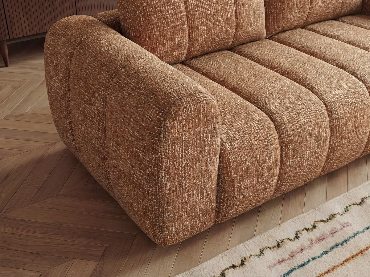 Bobochic Nesty Ecksofa 272 cm mit Pouf Melange-Stoff Orange Ecke rechts