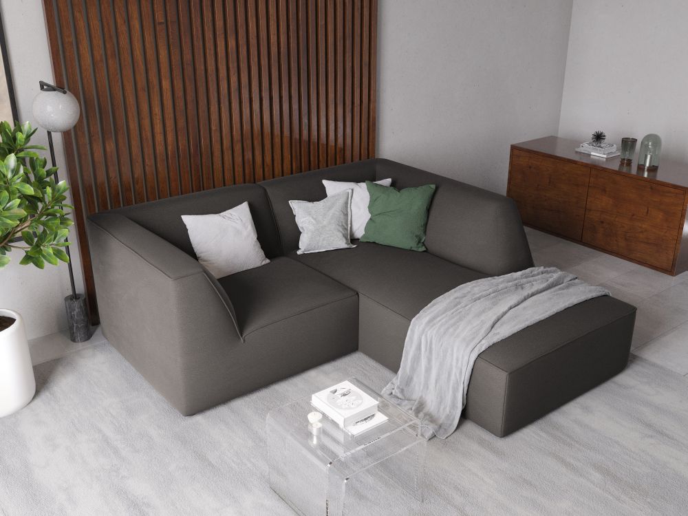 Cosmopolitan Design Ecksofa Siena 3-Sitzer Samt Salvador Dunkelgrau Rechts