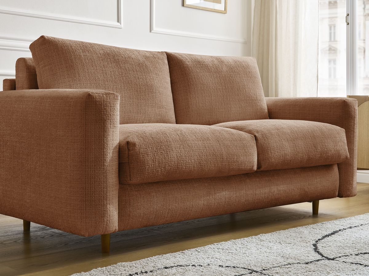 Bobochic Cocoone Schlafsofa 3-Sitzer Strukturstoff Orange, Liegefläche 160 × 200 cm
