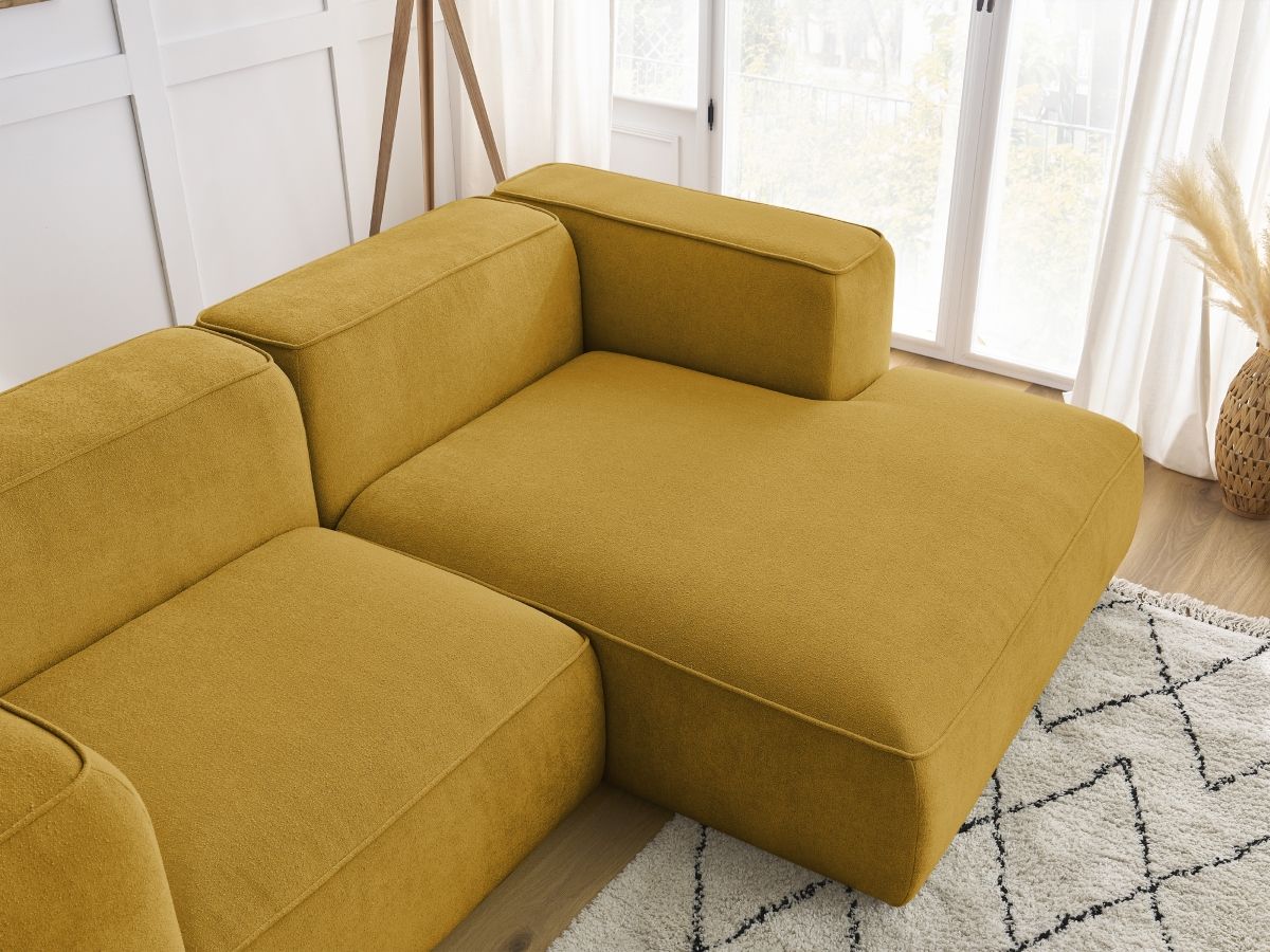 Bobochic Zephyr Ecksofa 260 × 165 cm Strukturstoff Gelb Ecke rechts