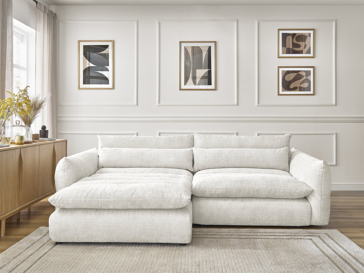 Bobochic Neil Ecksofa Strukturstoff Weiß Ecke links