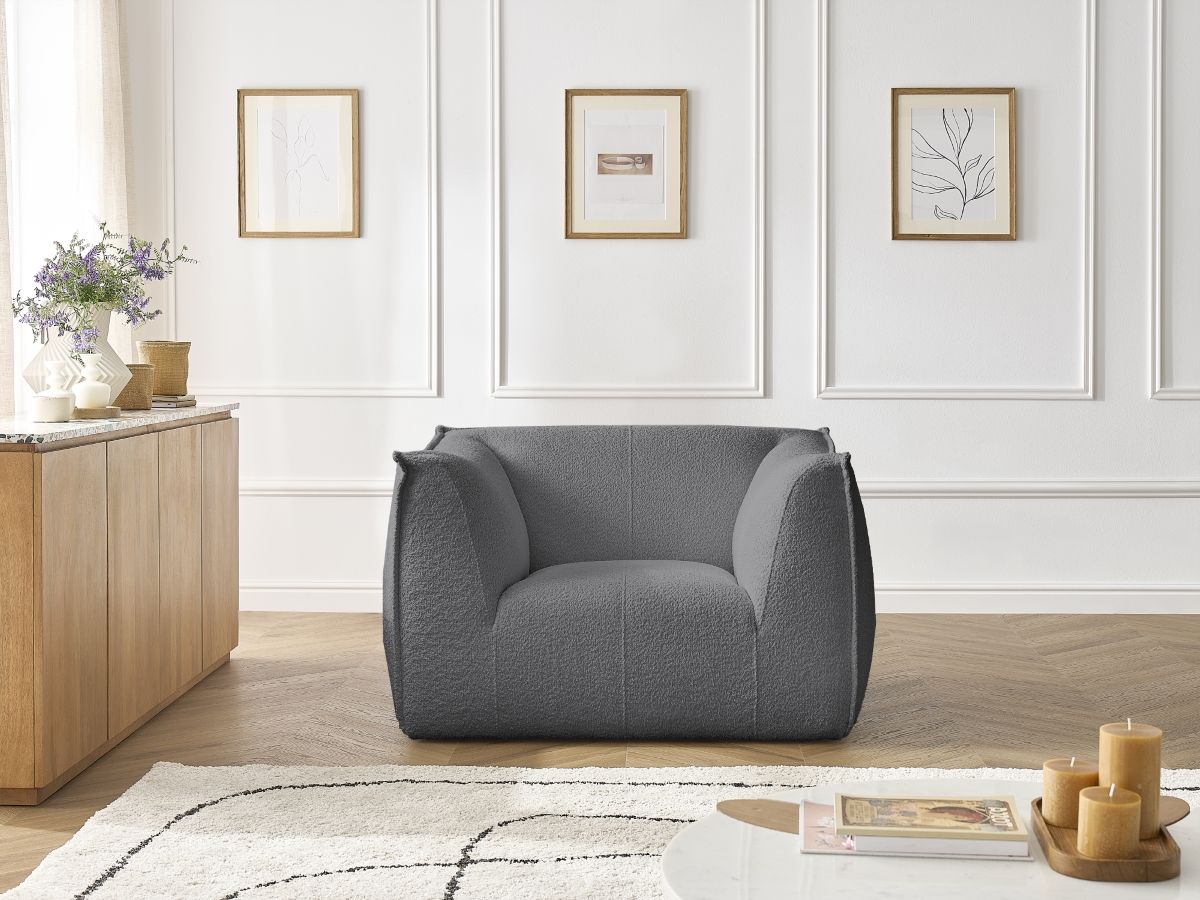 Bobochic Giorgia Sessel Bouclé-Stoff Dunkelgrau
