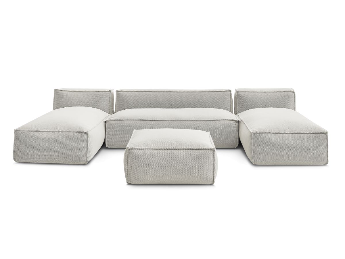 Bobochic Biarritz Gartensofa 4-Sitzer mit Pouf 332 × 168 cm Melange-Stoff Beige