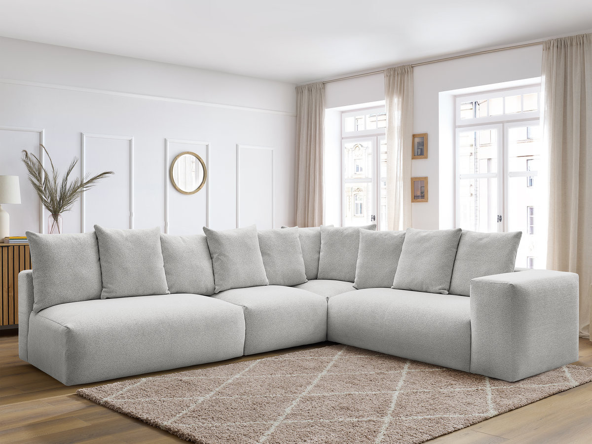 Bobochic Voltaire Ecksofa 322 × 268 cm Melange-Stoff Hellgrau Ecke rechts