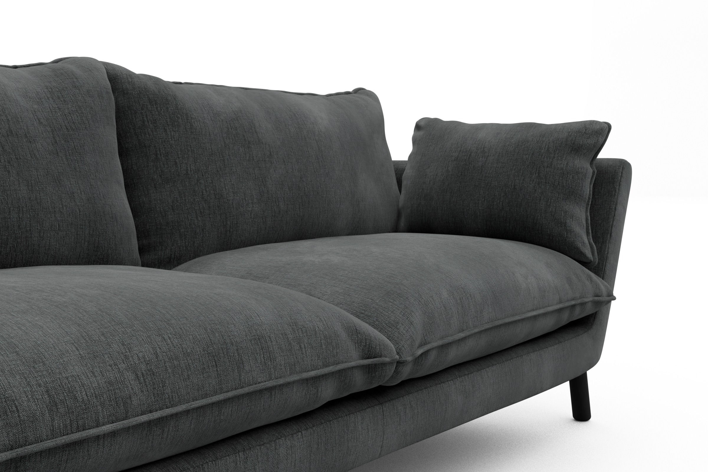 Sofa Emil PREMIUM 2-Sitzer Beinfarbe Eiche Schwarz Smooth-Deep-Warm-Grey