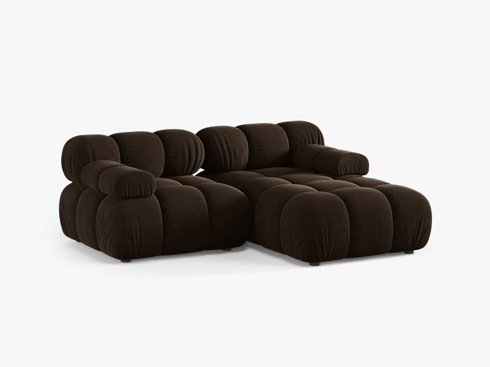 Micadoni Modulares Ecksofa Bellis 3-Sitzer Rechts Samt Bluvel Dunkelbraun