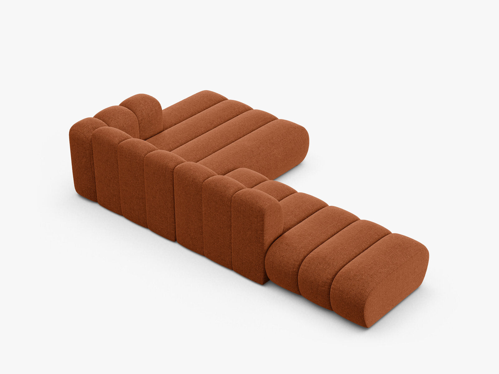 Micadoni Modulares Ecksofa offen Lupine 5-Sitzer Rechts Chenille Eden Ziegel