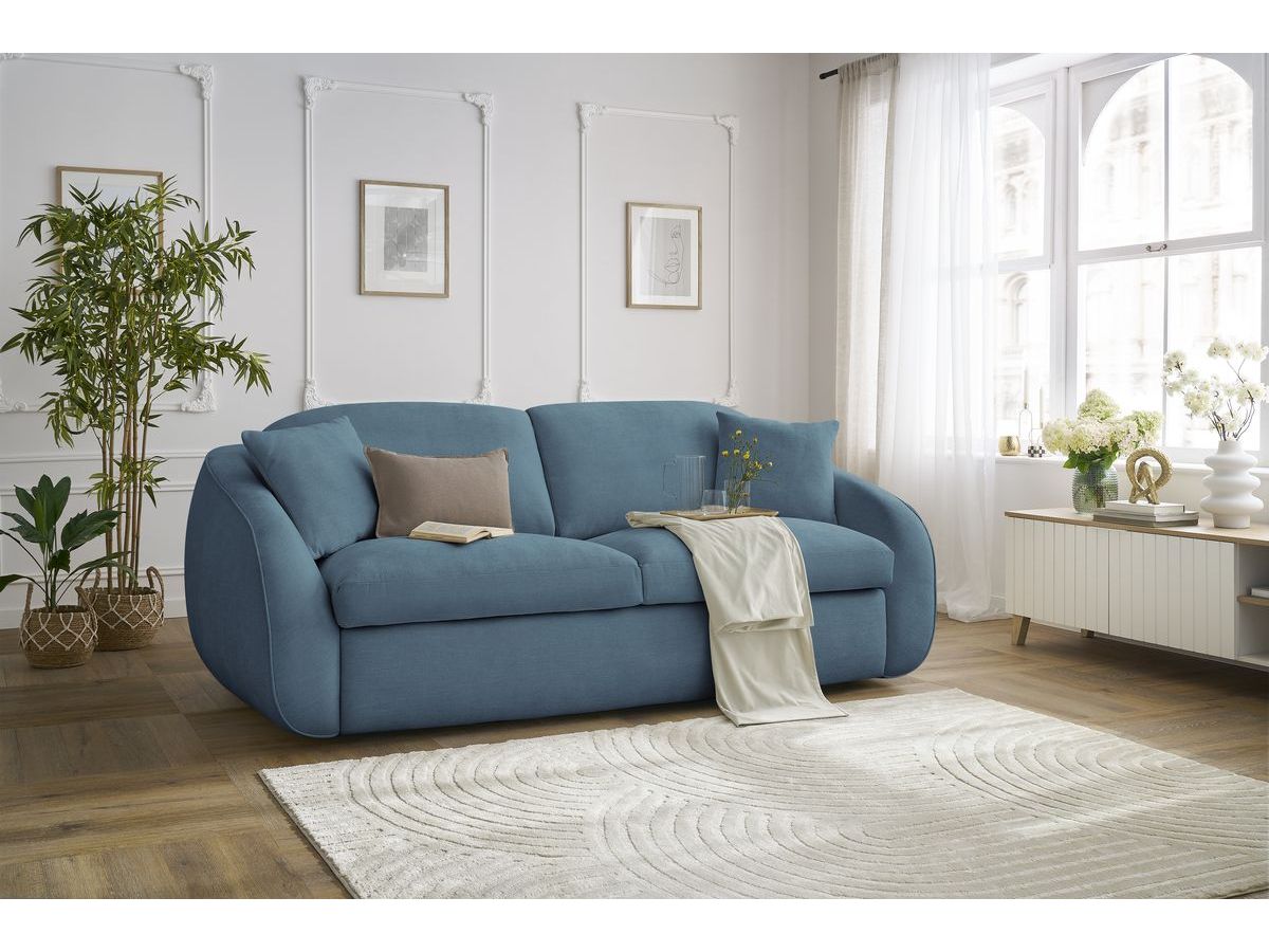 Bobochic Cezanne Schlafsofa 3-Sitzer Stoff Hellblau, Liegefläche 140 × 194 cm