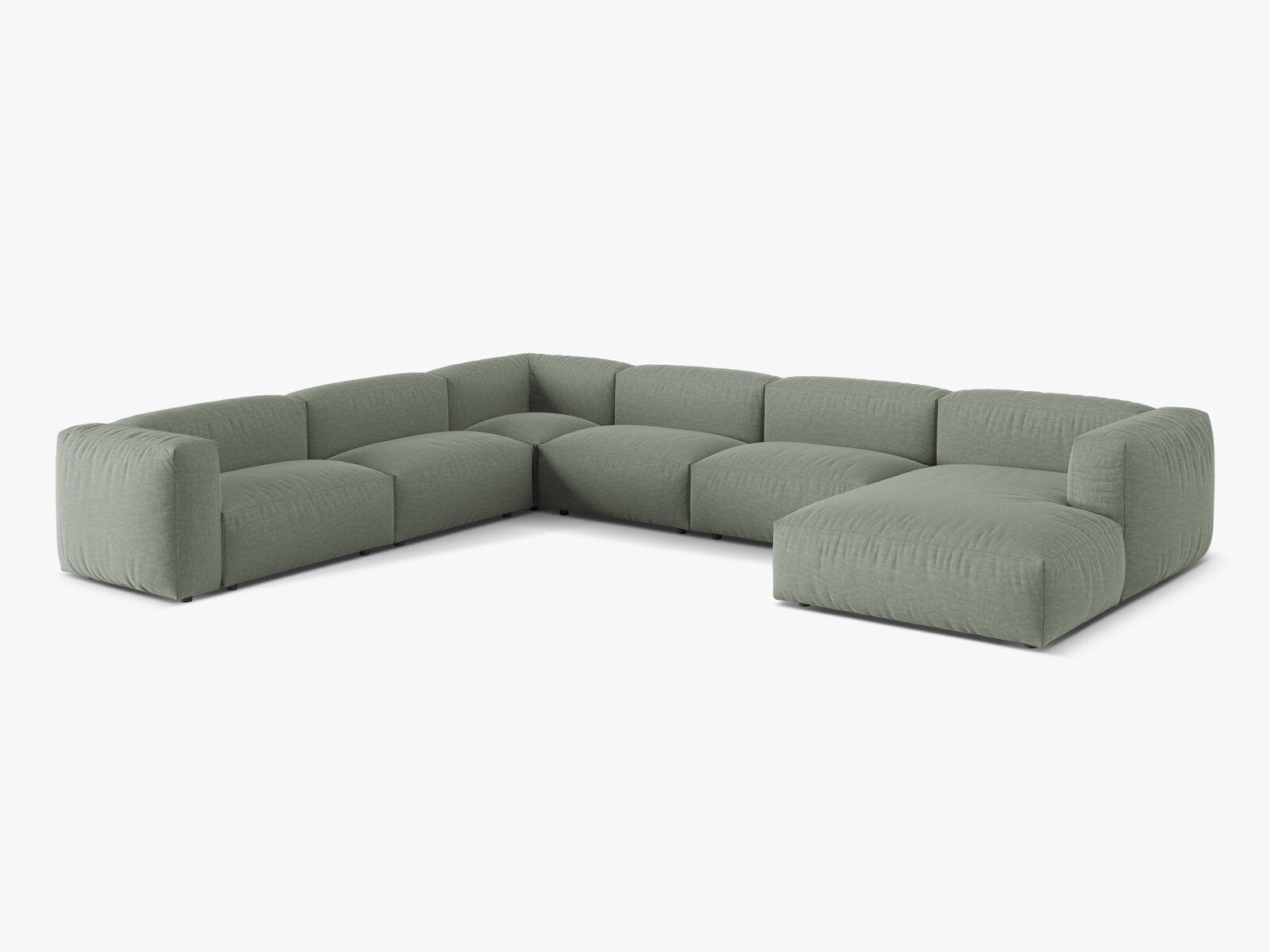 Micadoni modulares Ecksofa XL Martina 6-Sitzer Links Strukturierter Stoff Boston Moßgrün