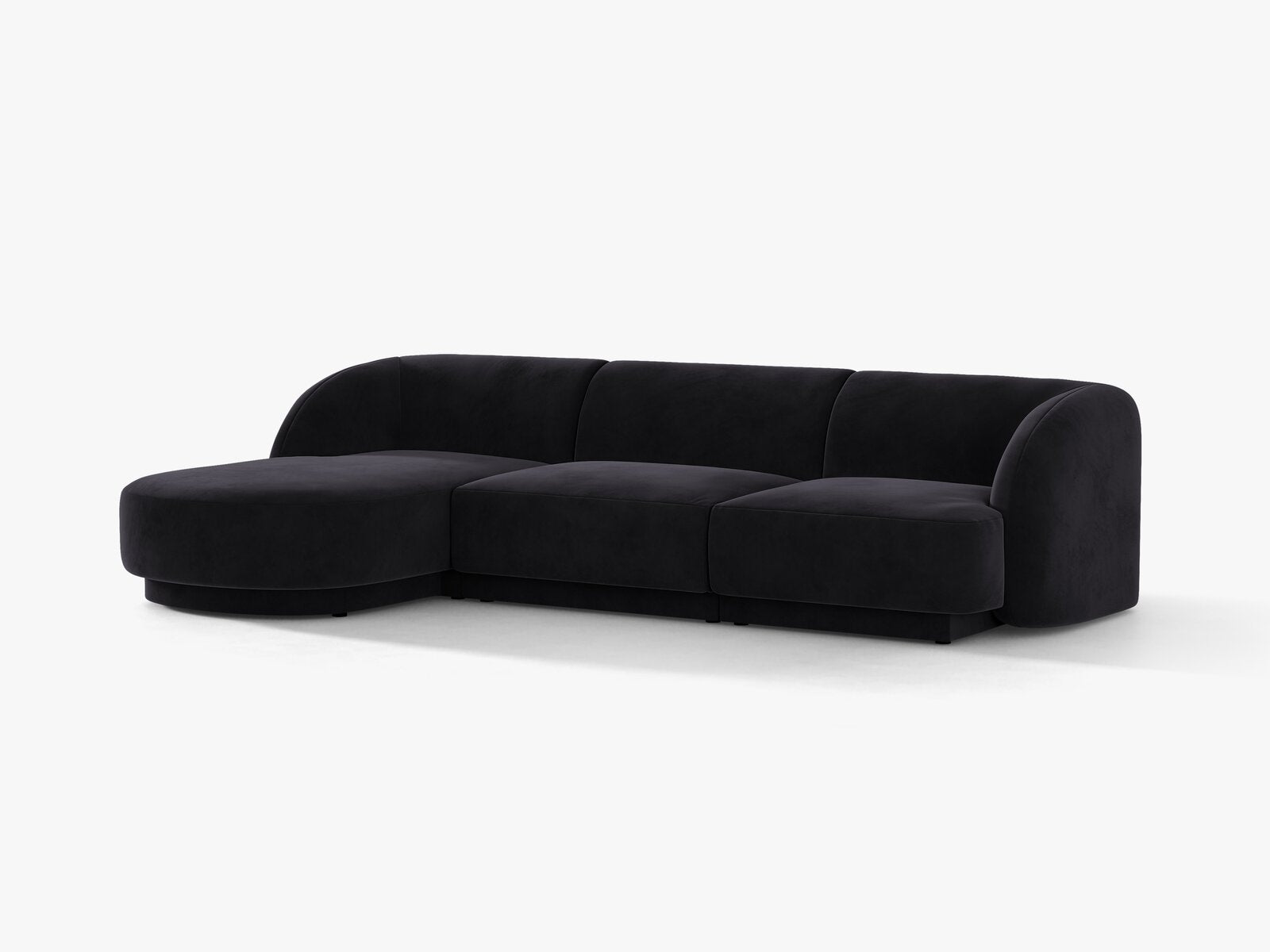 Micadoni Ecksofa Miley 4-Sitzer Samt Venus Schwarz Links