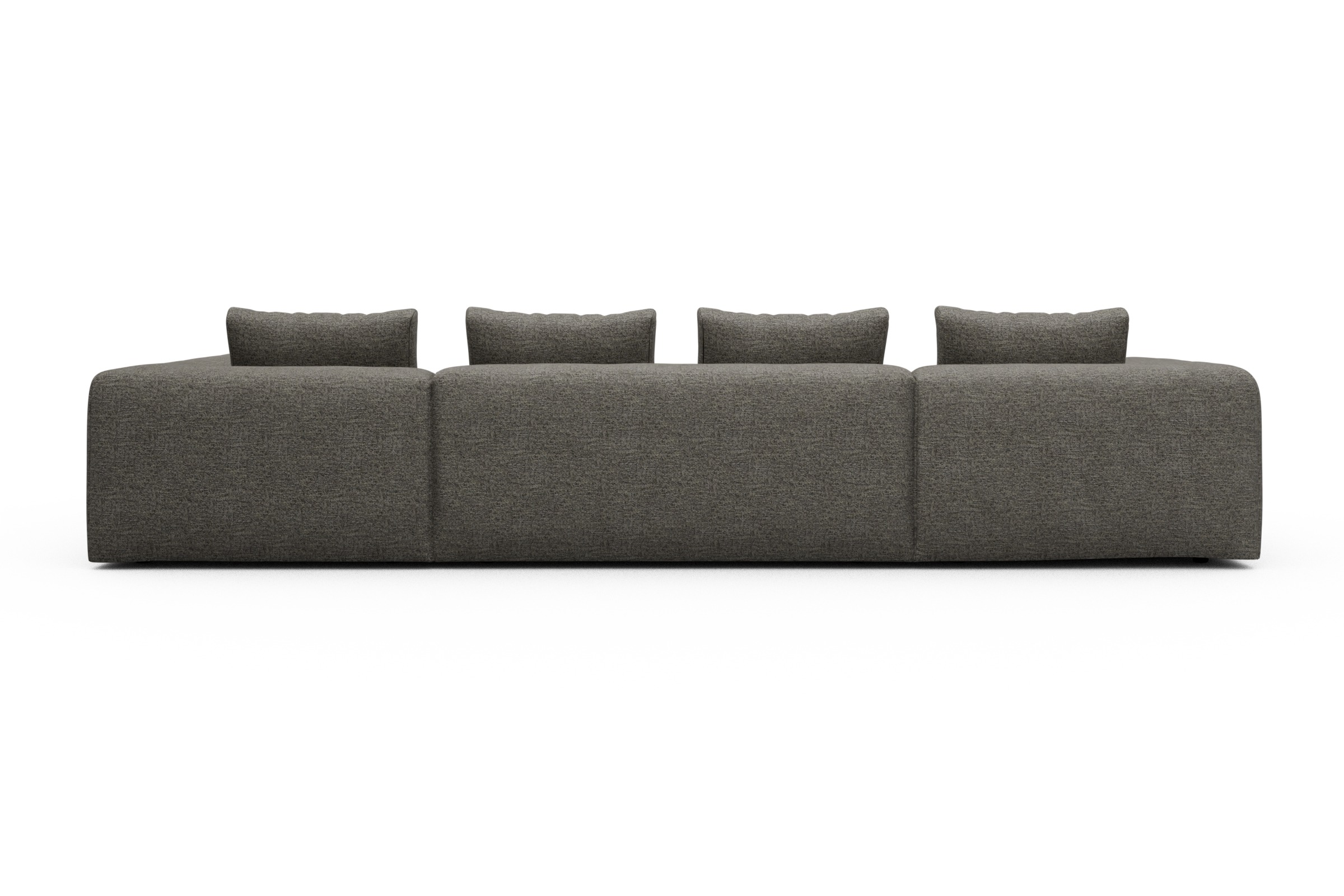 Wohnlandschaft Fred Relax-Ecke rechts mit 2-Sitzer und Chaiselongue links Carreno-Sepie-Brown