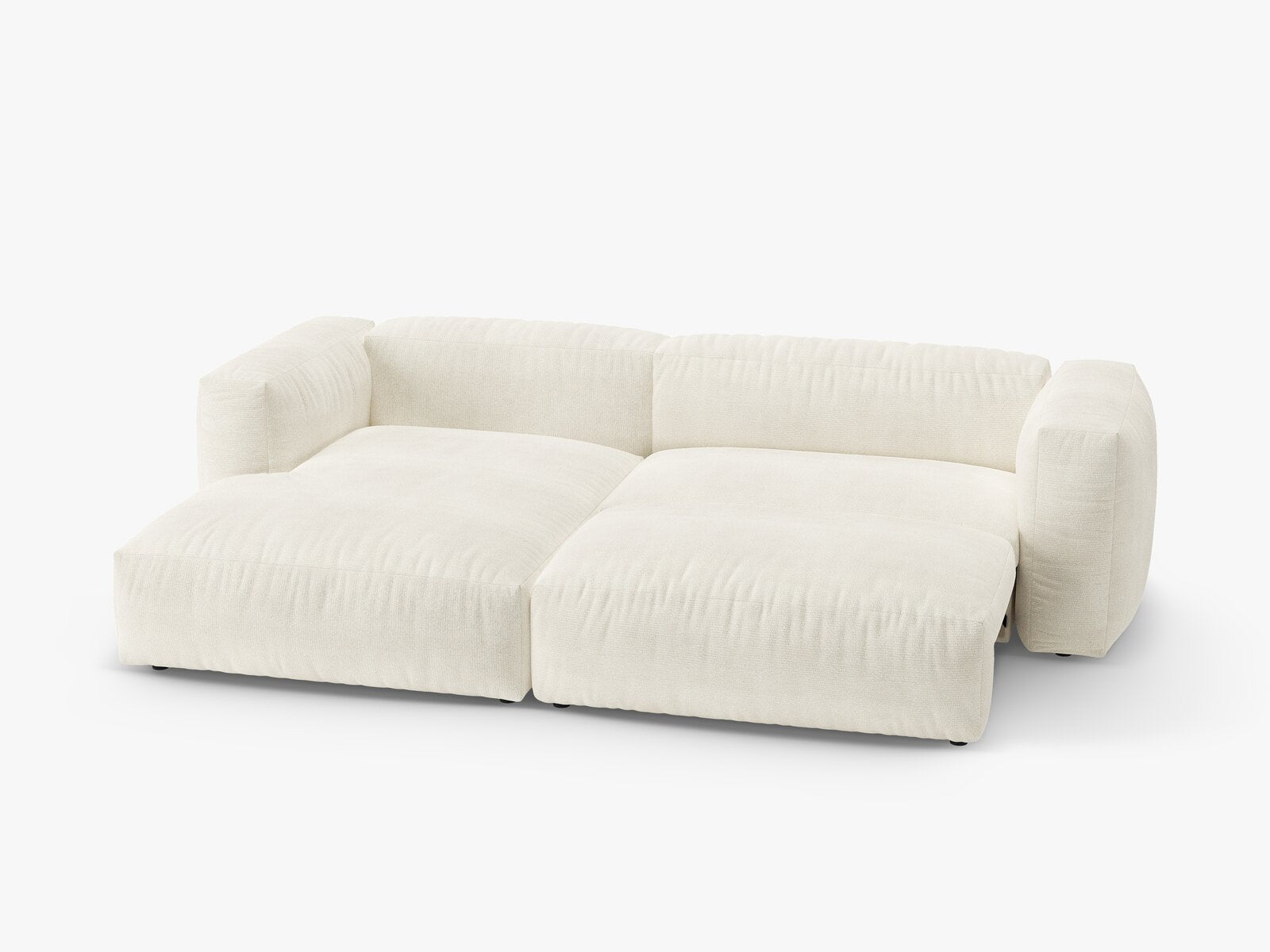 Micadoni Martina Ecksofa 4-Sitzer mit Schlaffunktion Links Boucle Monet Elfenbein