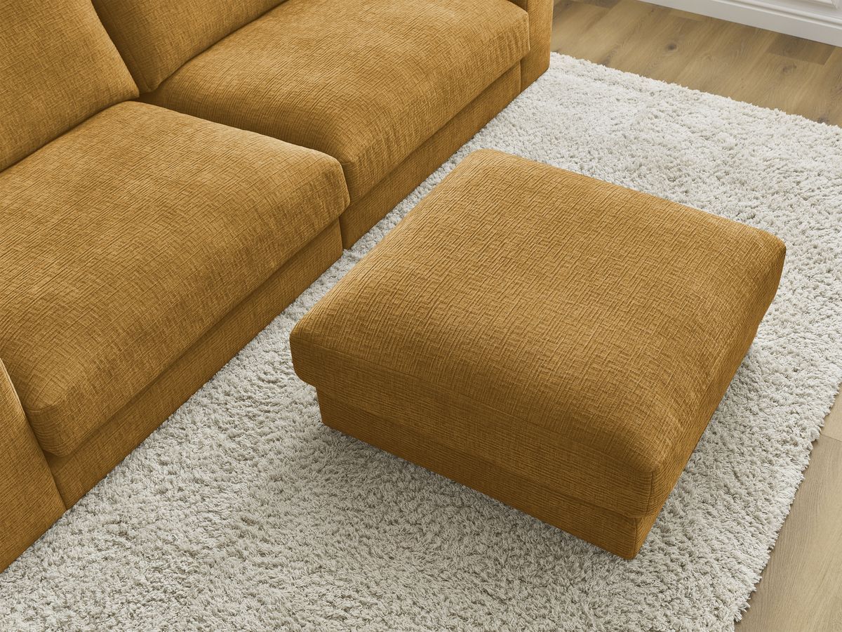 Bobochic Leonard Sofa 4-Sitzer mit Pouf 274 × 109 cm Strukturstoff Gelb