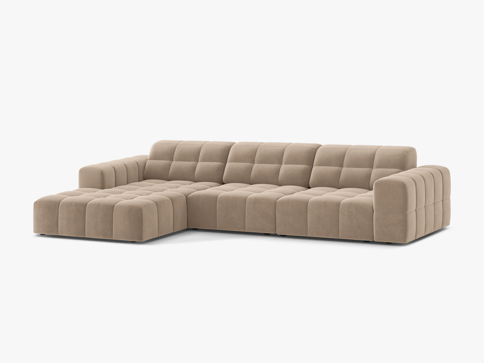 Micadoni Ecksofa Jennifer 4-Sitzer Links Samt Venus Beige