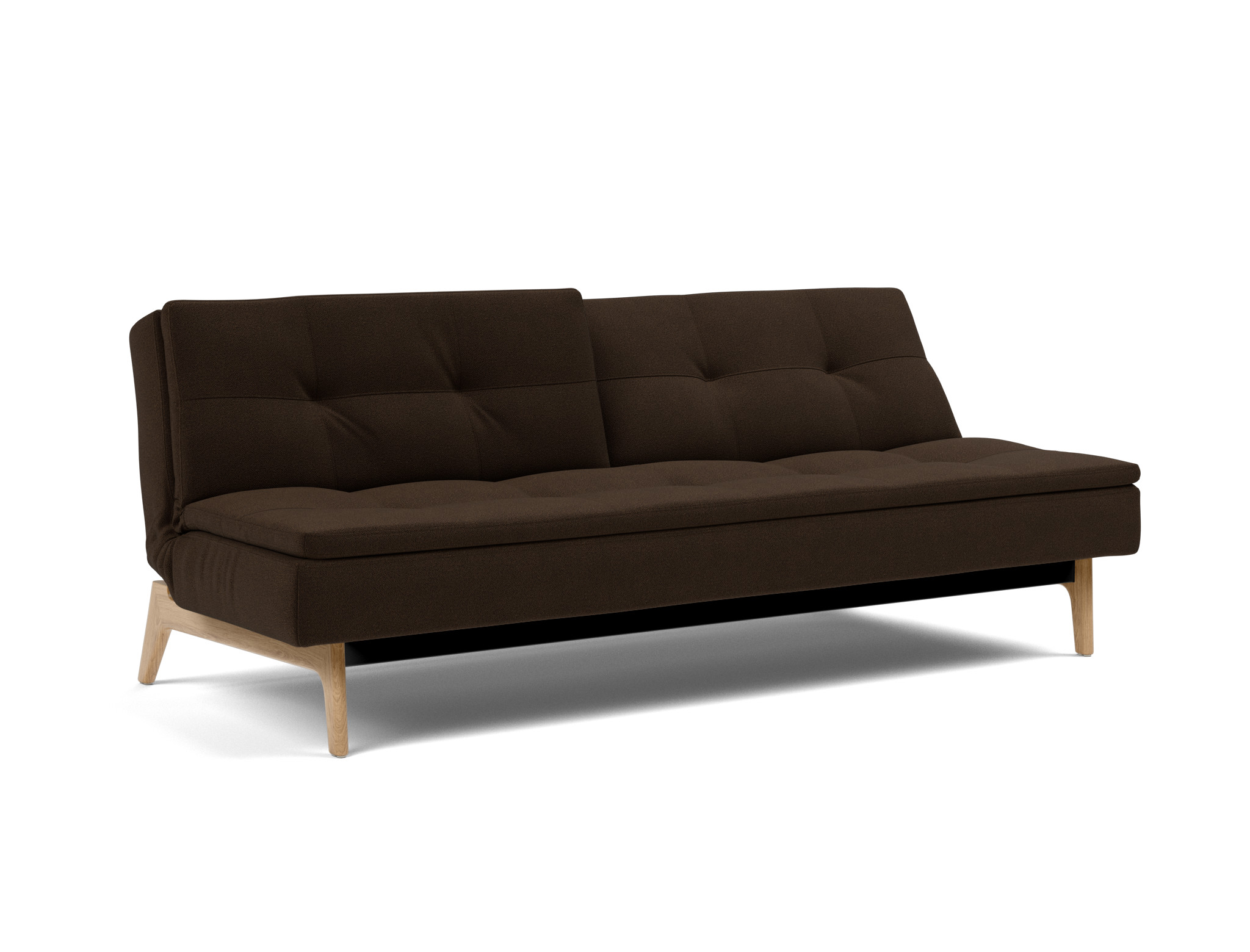 Schlafsofa Dublexo Strukturierter Stoff Taura 358-Chocco Beine Eiche