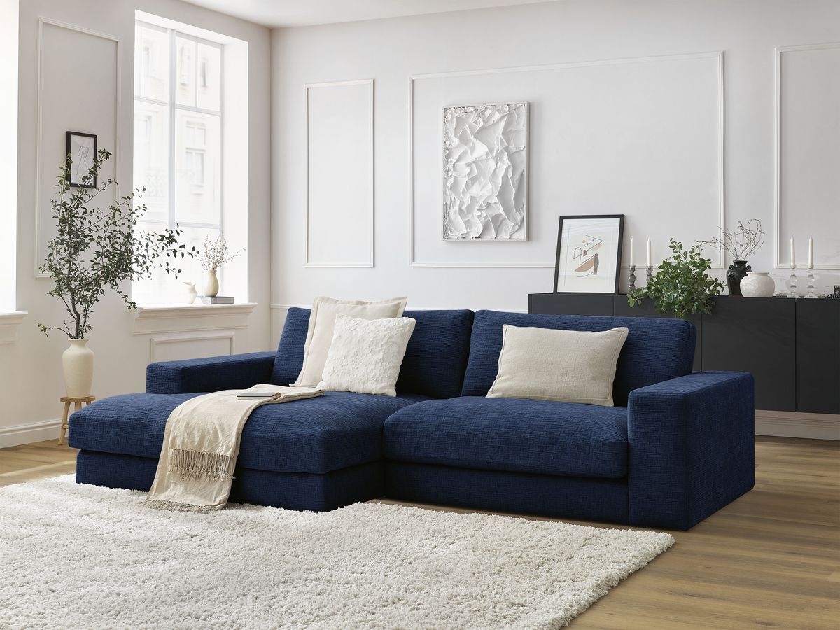 Bobochic Leonard Ecksofa 234 × 159 cm Strukturstoff Dunkelblau Ecke links