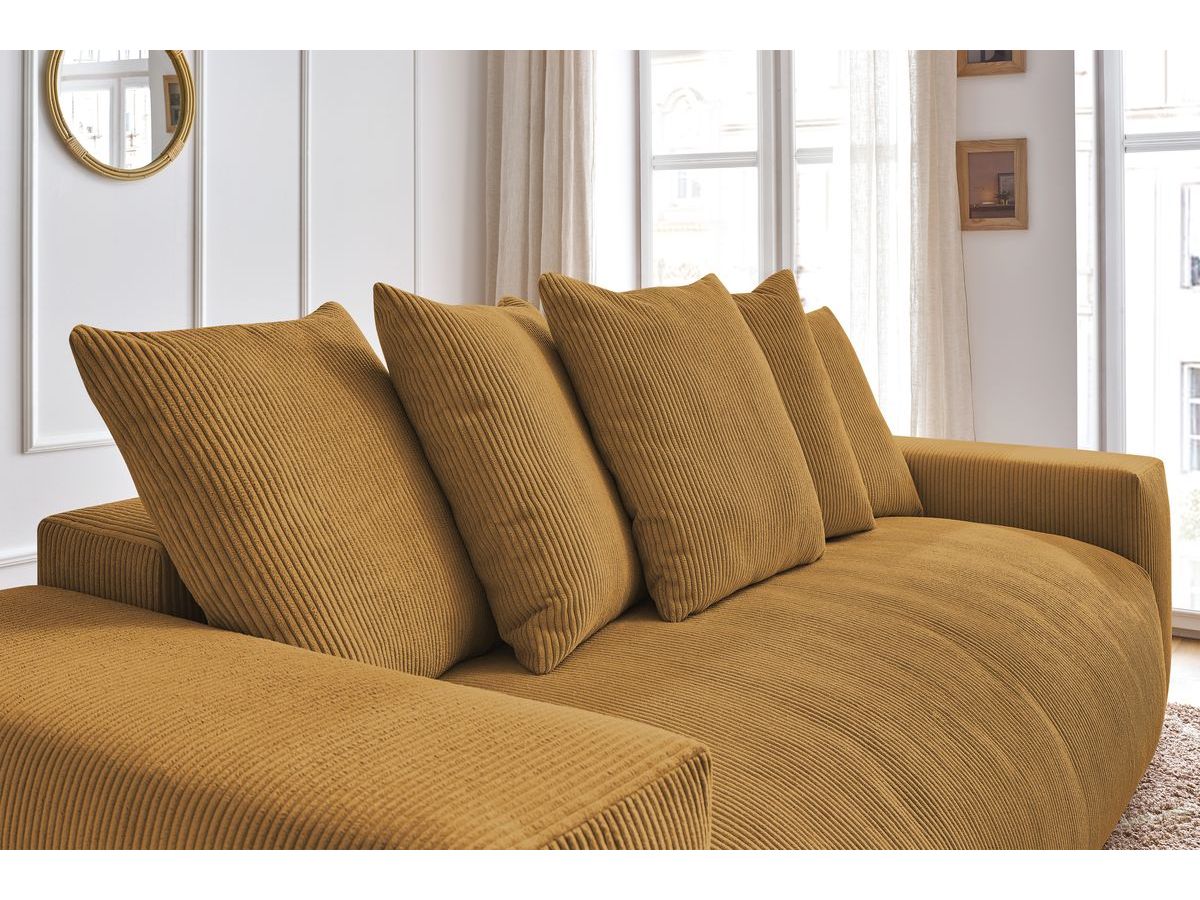 Bobochic Voltaire Schlafsofa 3-Sitzer mit Bettkasten Cordsamt Gelb