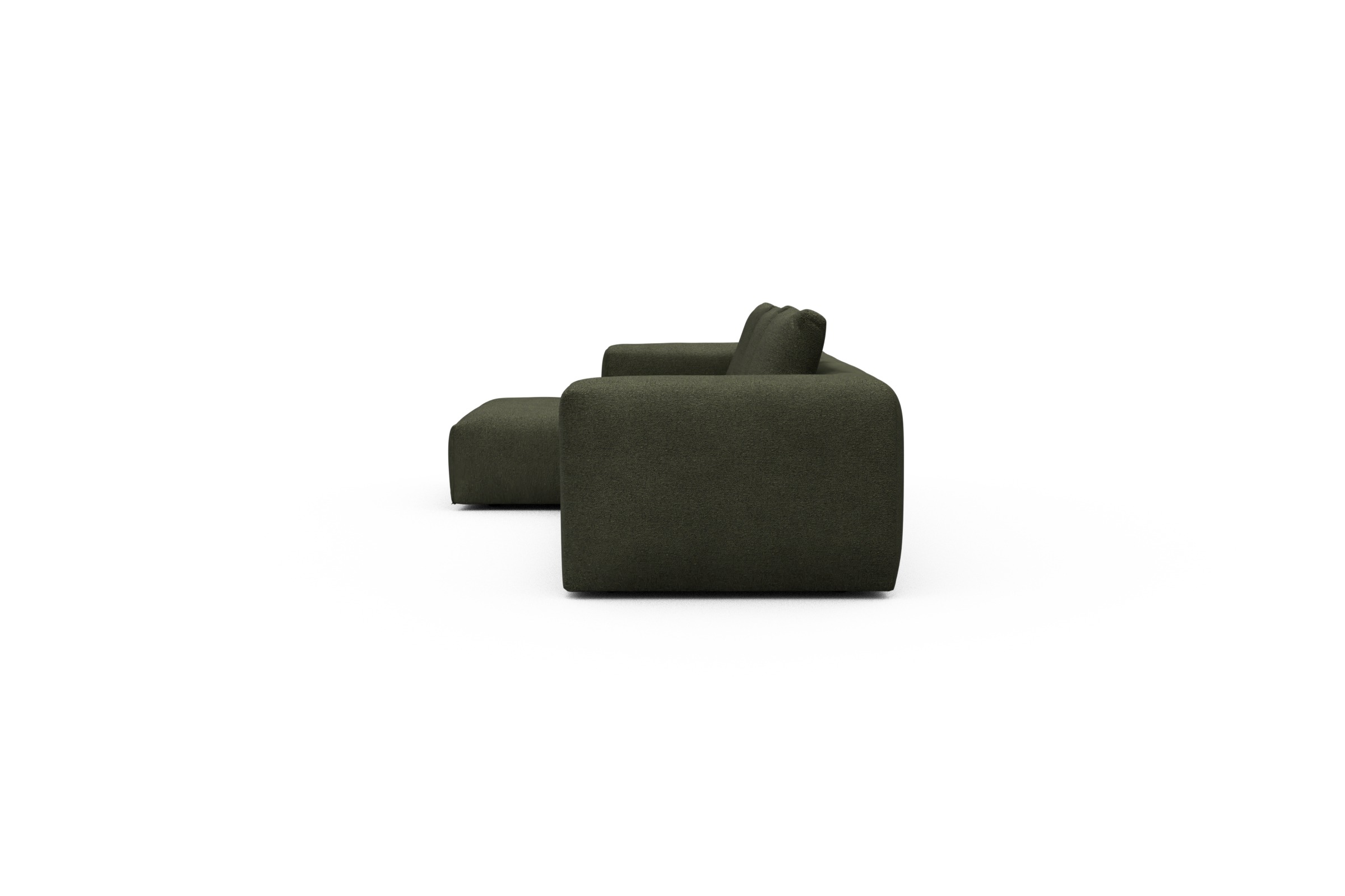 Ecksofa Fred Chaiselongue links mit 2,5-Sitzer Boucle-Forest-Green