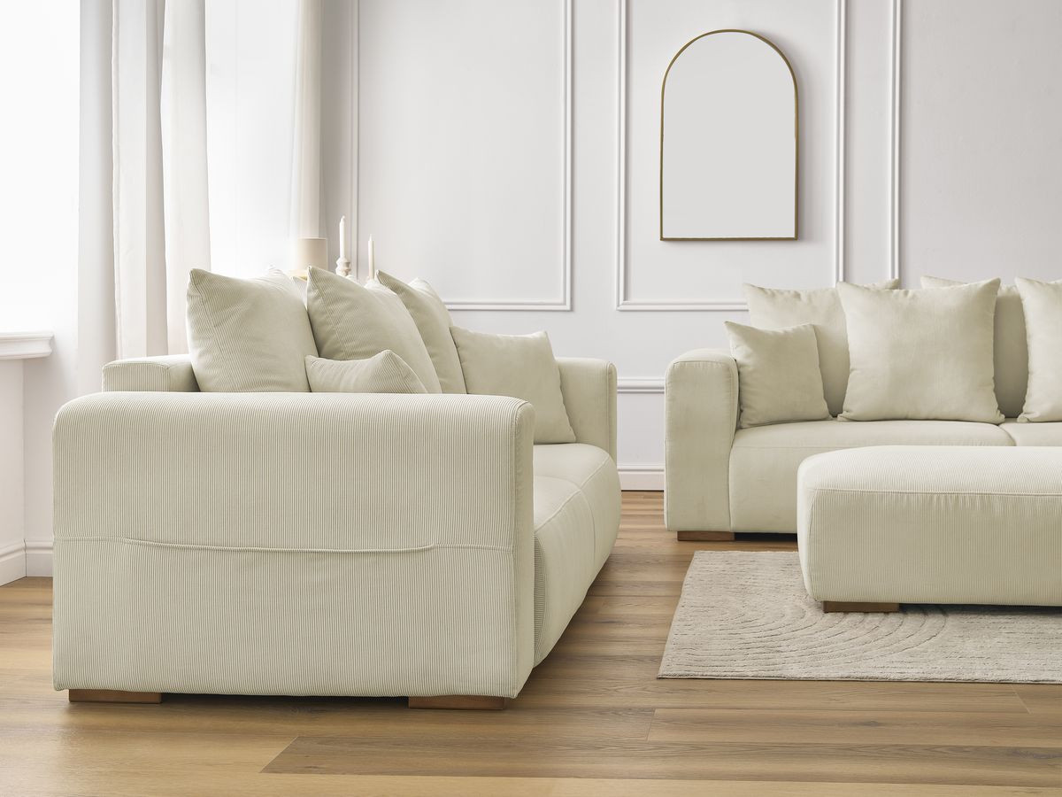 Bobochic Sidonie Sofa 6-Sitzer mit Pouf Cordsamt Beige