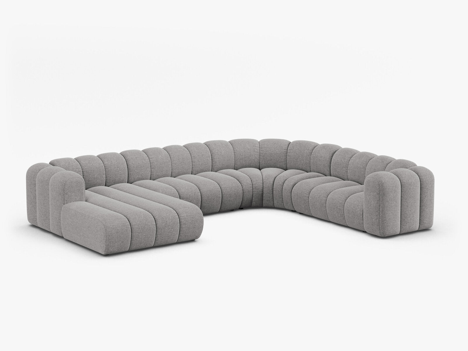 Micadoni Modulares Panorama Ecksofa Lupine 6-Sitzer Rechts Chenille Eden Hellgrau