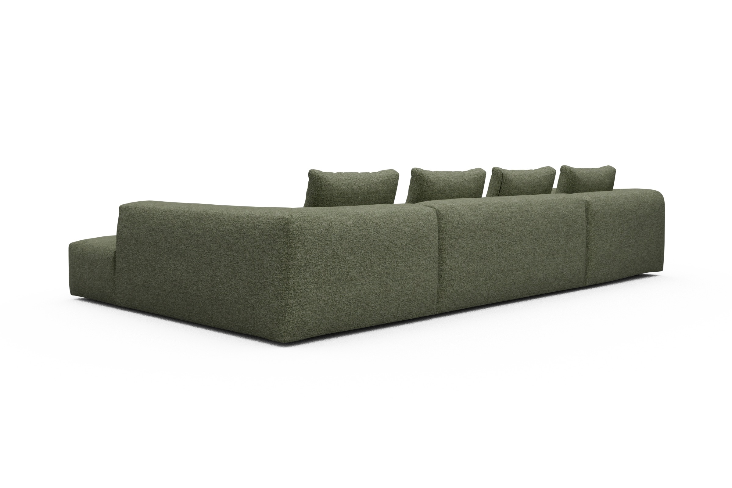 Wohnlandschaft Fred Relax-Ecke rechts mit 2-Sitzer und Chaiselongue links Carreno-Vivid-Green