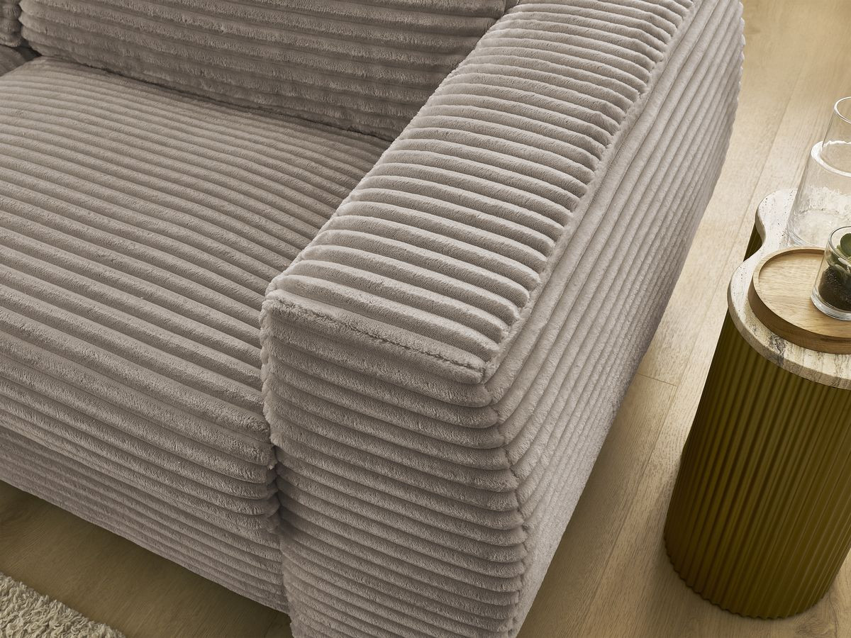 Bobochic Hugo Schlafsofa 3-Sitzer Cordsamt Taupe, Liegefläche 140 × 190 cm
