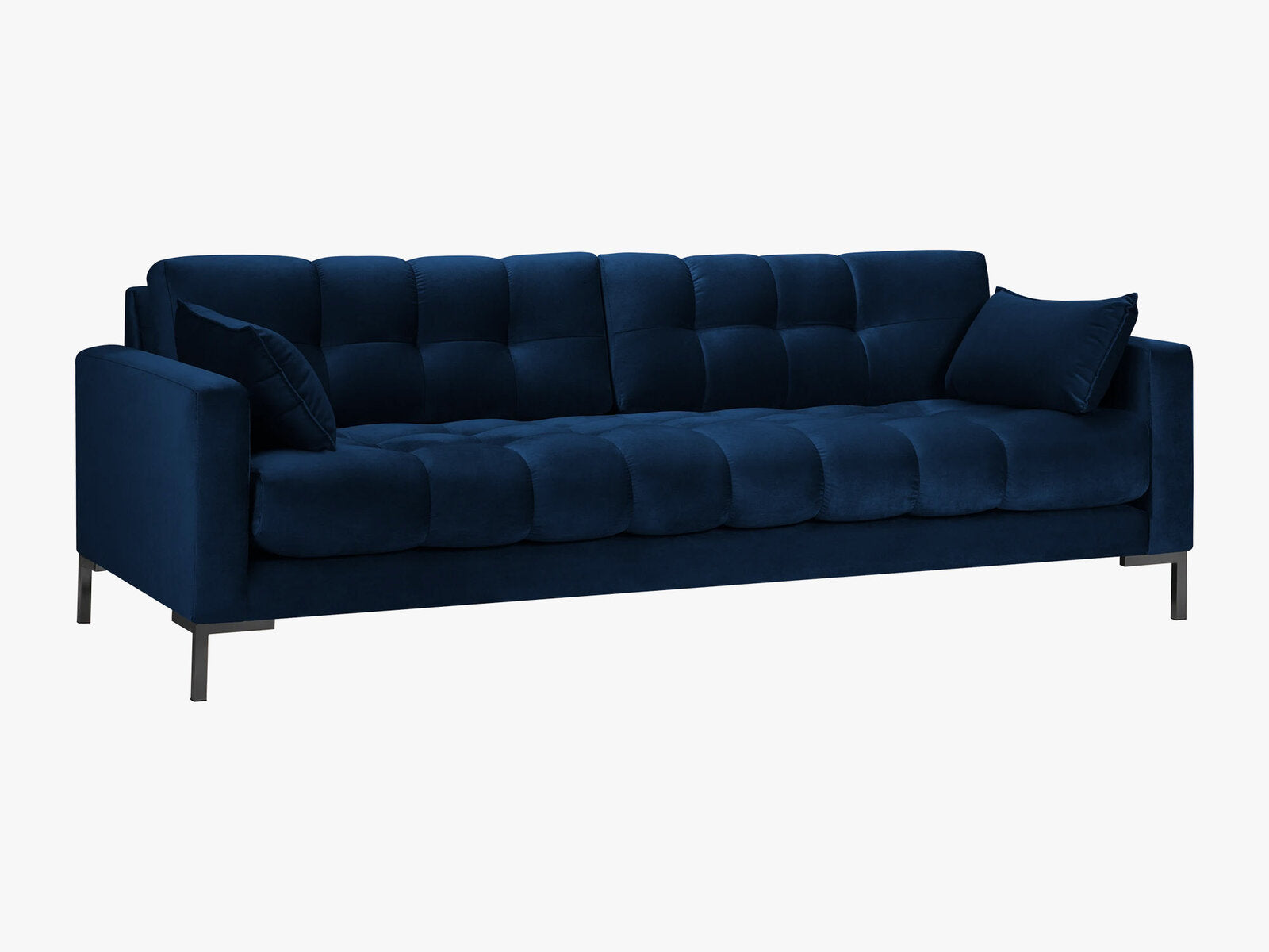 Micadoni Sofa Mamaia 4-Sitzer Samt Bluvel Königsblau schwarze Beine