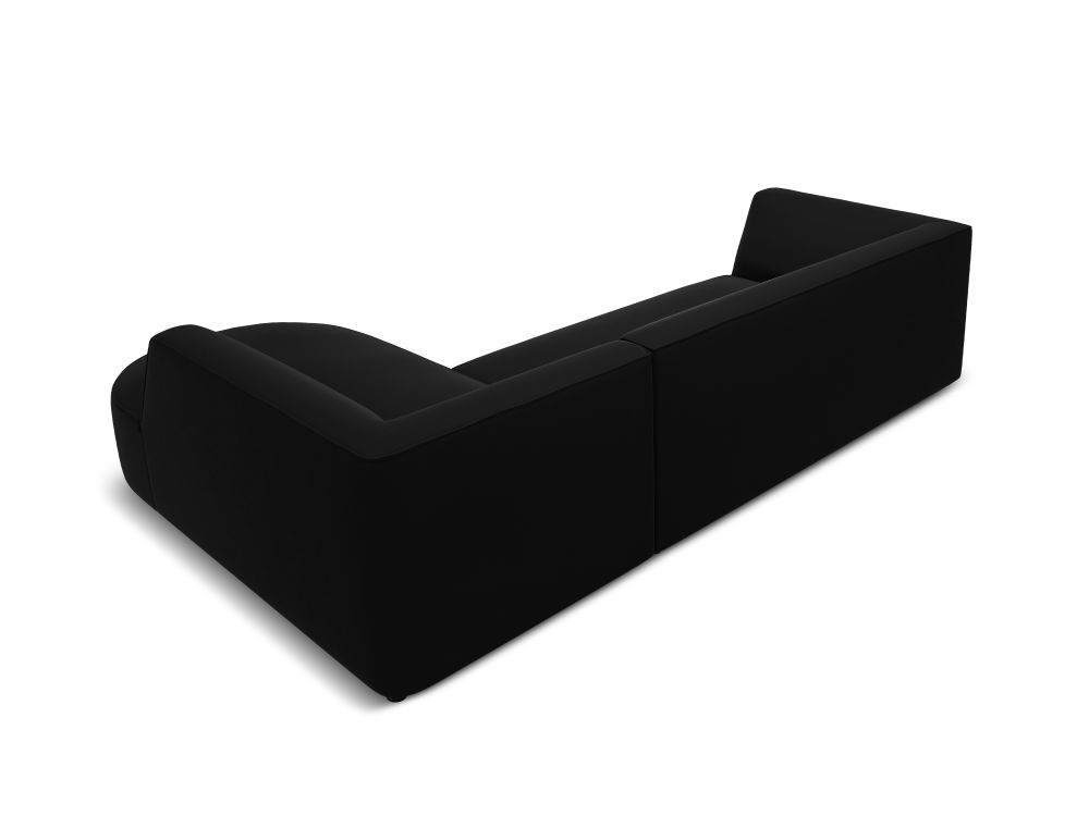 Cosmopolitan Design Ecksofa Siena 4-Sitzer abgerundet Samt Salvador Schwarz Rechts
