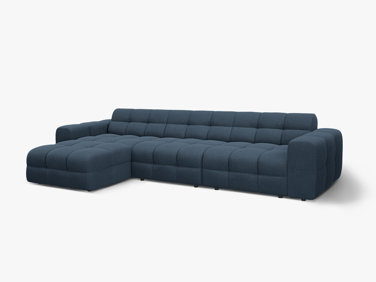 Micadoni Ecksofa Kendal 5-Sitzer Links Strukturierter Stoff Marineblau