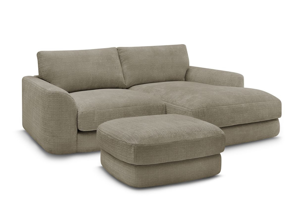 Bobochic Leonore Ecksofa mit Pouf Strukturstoff Taupe Ecke rechts