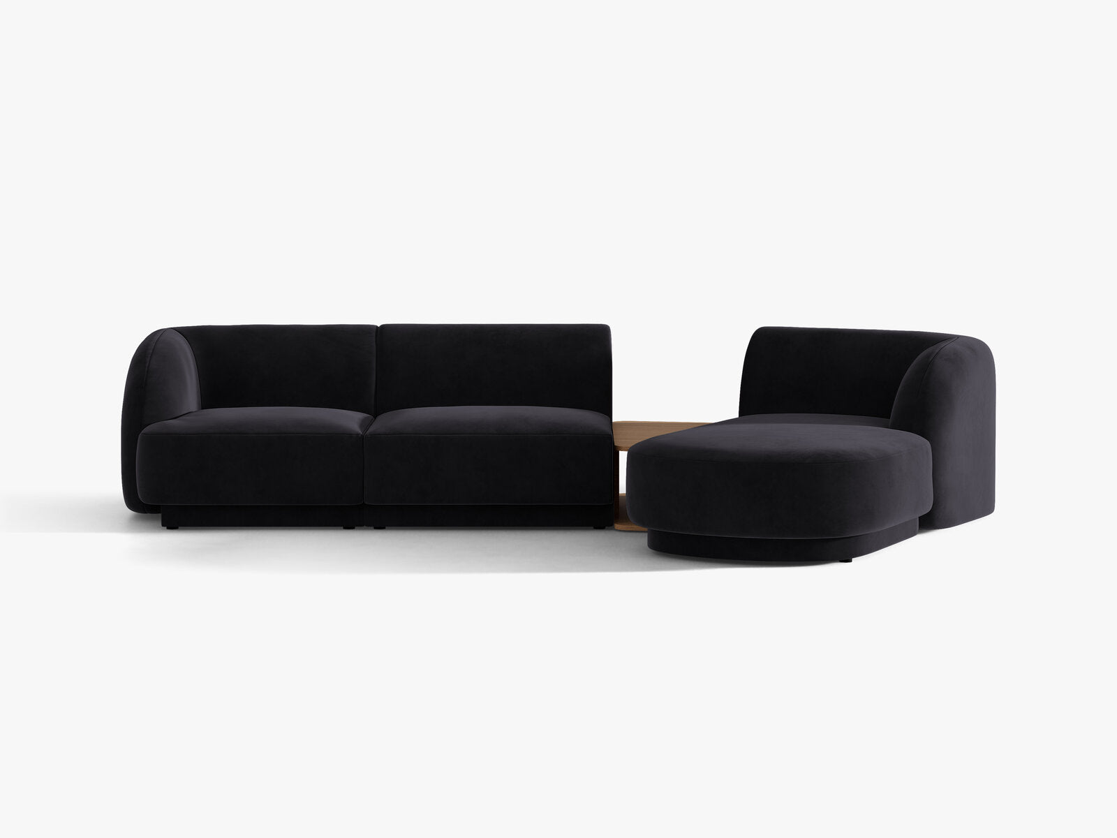 Micadoni Modulares Sofa Miley mit Recamiere 3-Sitzer Rechts Samt Venus Schwarz