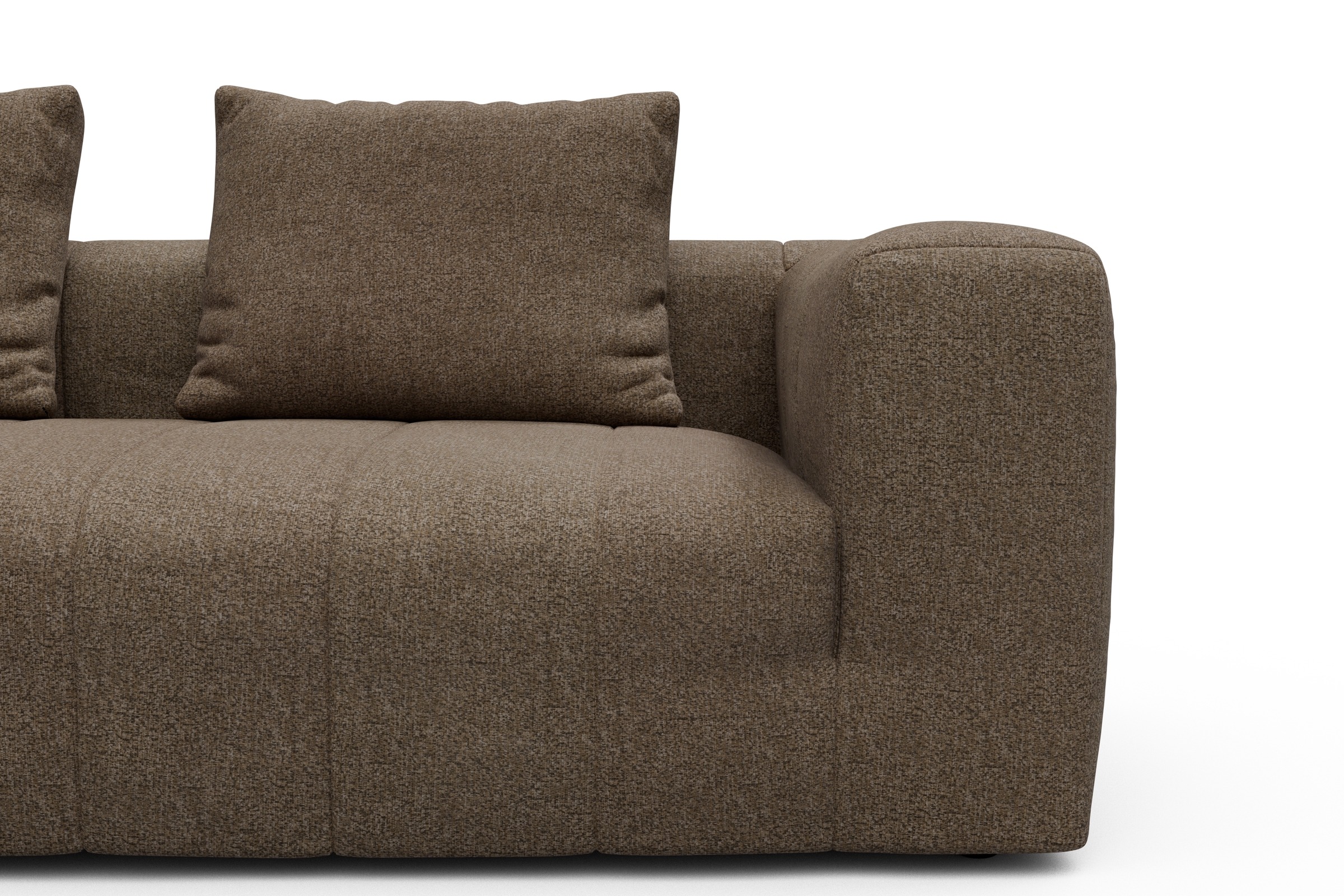 Ecksofa Hugo 2,5-Sitzer Armlehne rechts mit Chaiselongue Aivi-Khaki-Brown