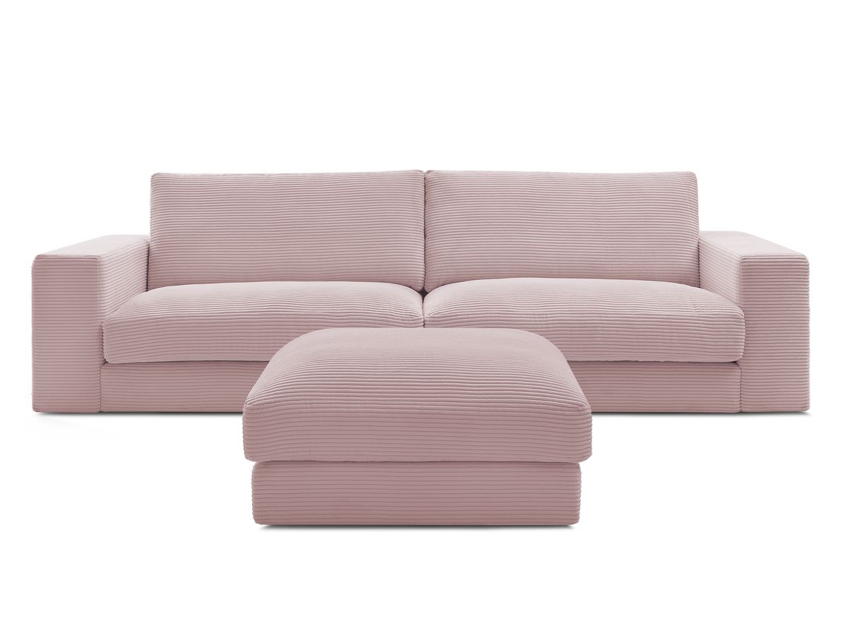 Bobochic Leonard Sofa 4-Sitzer mit Pouf 274 × 109 cm Cordsamt Violett