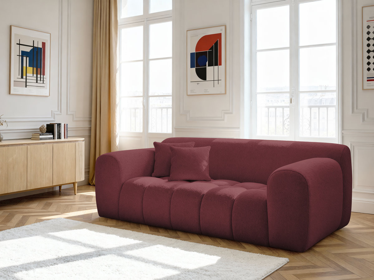Bobochic Melisse Sofa 2-Sitzer Melange-Stoff Rot