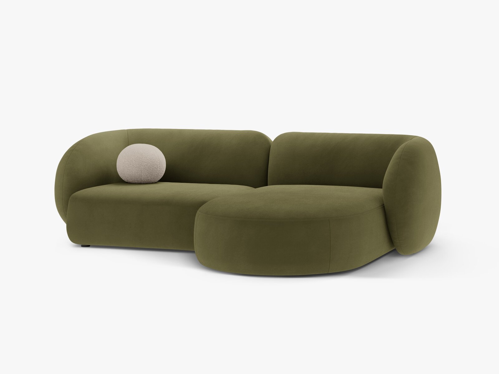 Micadoni Ecksofa Kate 2-Sitzer Rechts Samt Grün