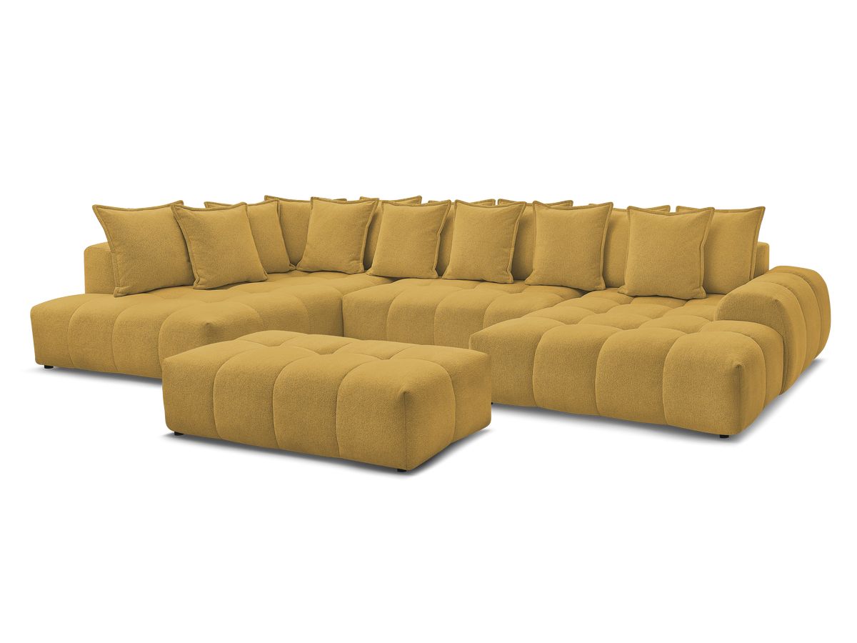 Bobochic Everest Wohnlandschaft mit Pouf, 14 Kissen Melange-Stoff Gelb Ecke rechts