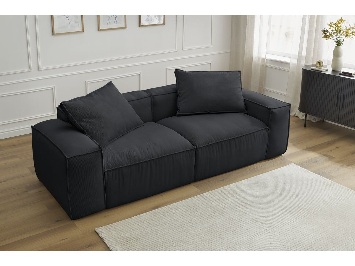 Bobochic Boheme Sofa 3-Sitzer Cordsamt Schwarz