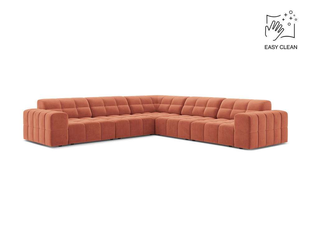 Cosmopolitan Design Symmetrisches Ecksofa Chicago 4-Sitzer Samt Venus Koralle
