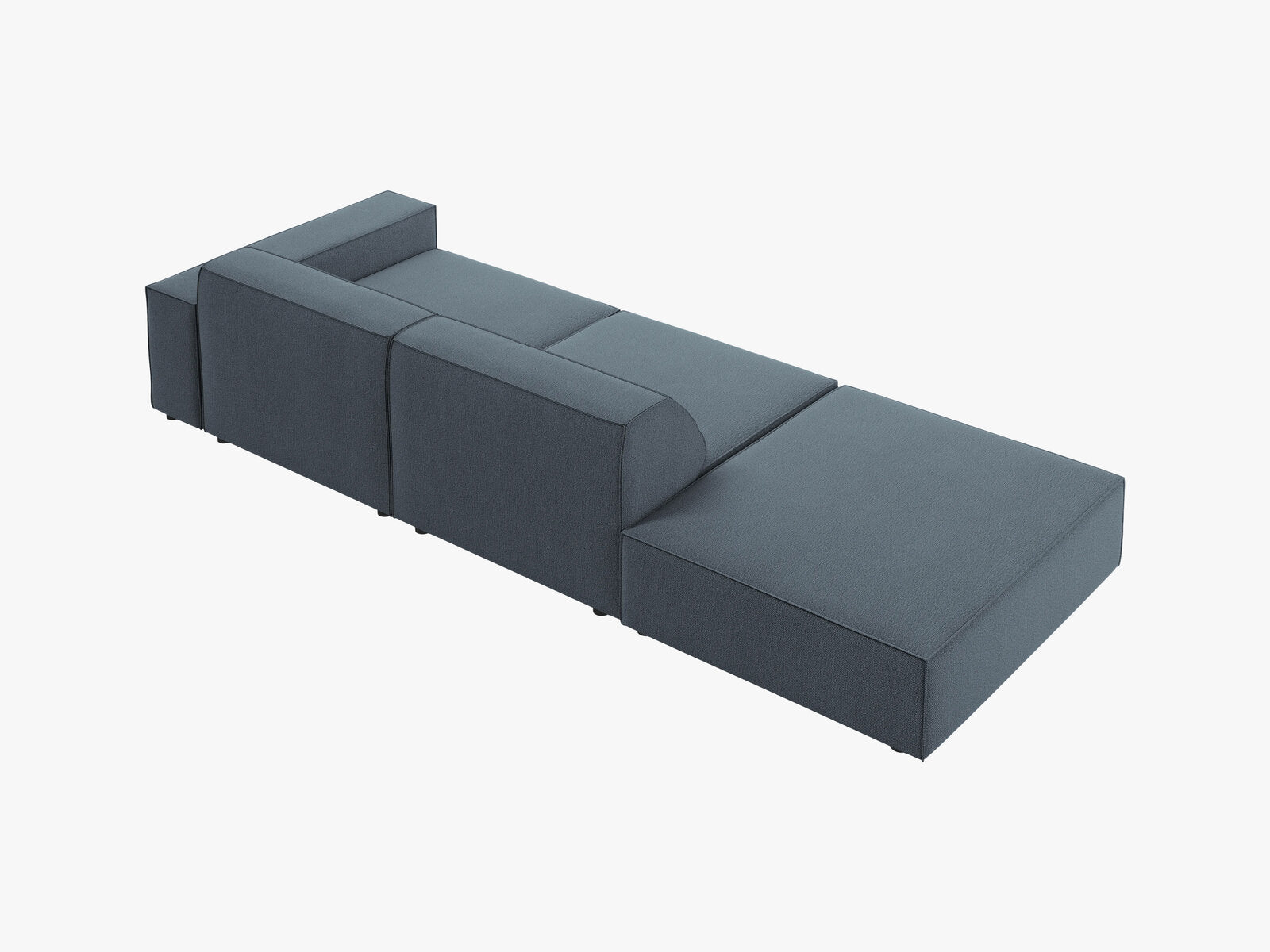Micadoni Sofa Jodie 3-Sitzer Links Strukturierter Stoff Megan Blau