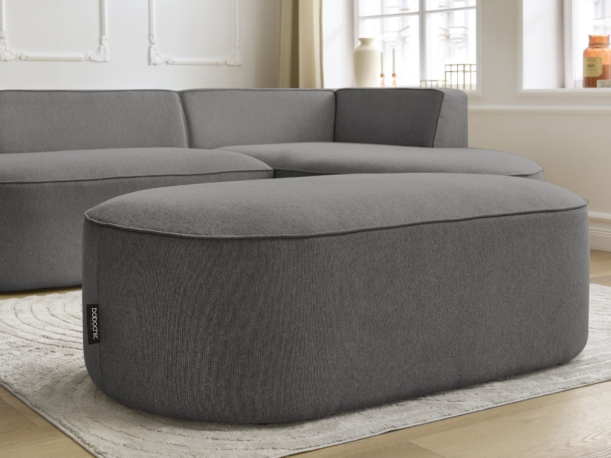 Bobochic Rousseau Ecksofa mit Pouf Melange-Stoff Dunkelgrau Ecke rechts