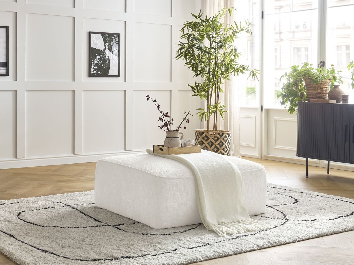 Bobochic Leopold Pouf Strukturstoff Weiß