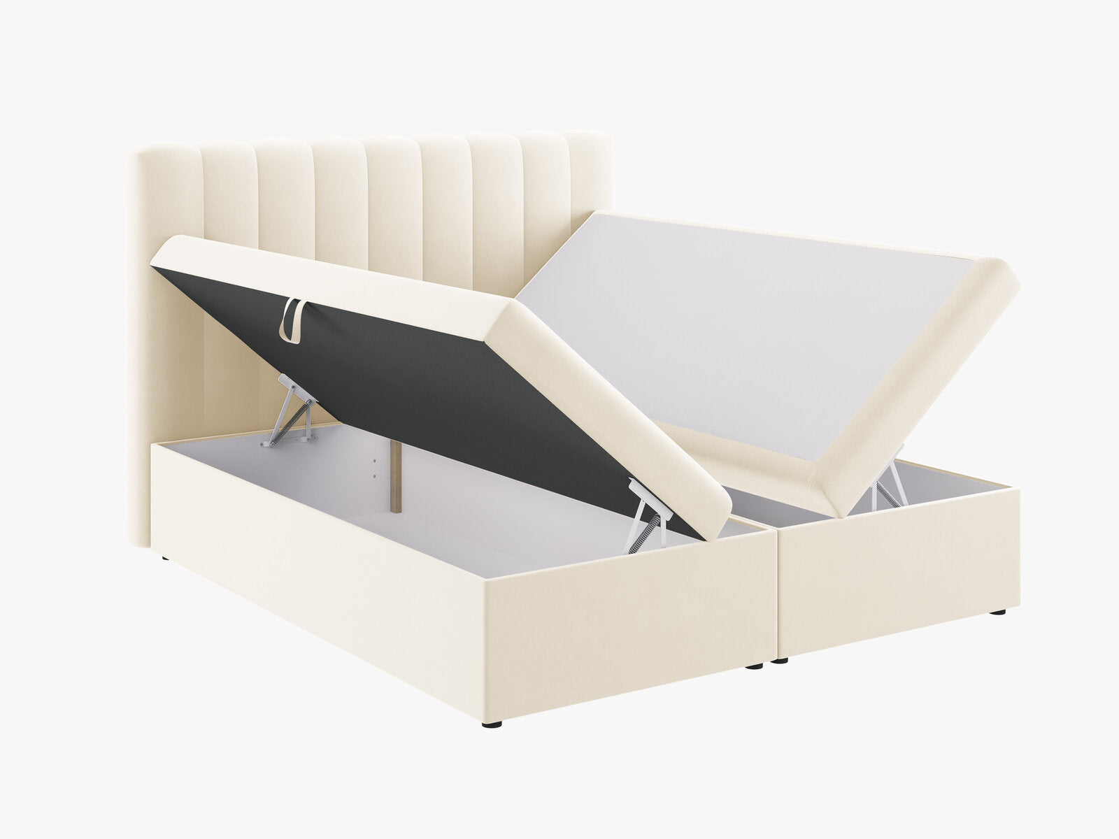Micadoni Boxspringbett Kelp Samt Helles Beige 180x200