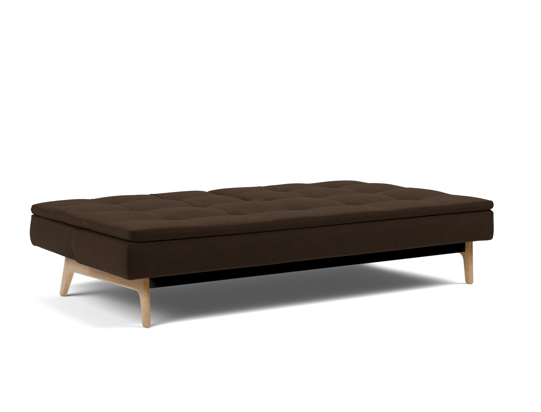 Schlafsofa Dublexo Strukturierter Stoff Taura 358-Chocco Beine Eiche