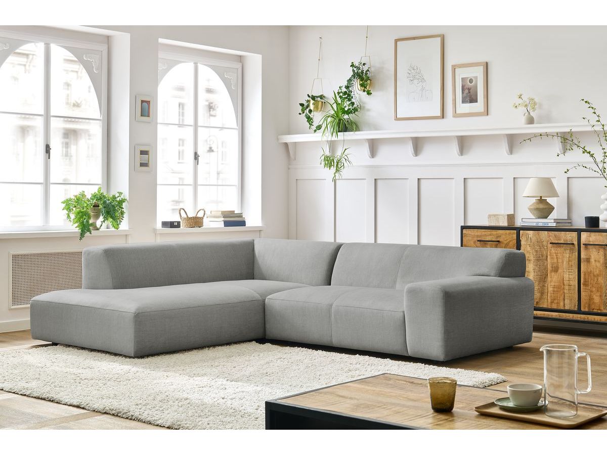 Bobochic Lavena Ecksofa 272 × 220 cm Samt Hellgrau Ecke links